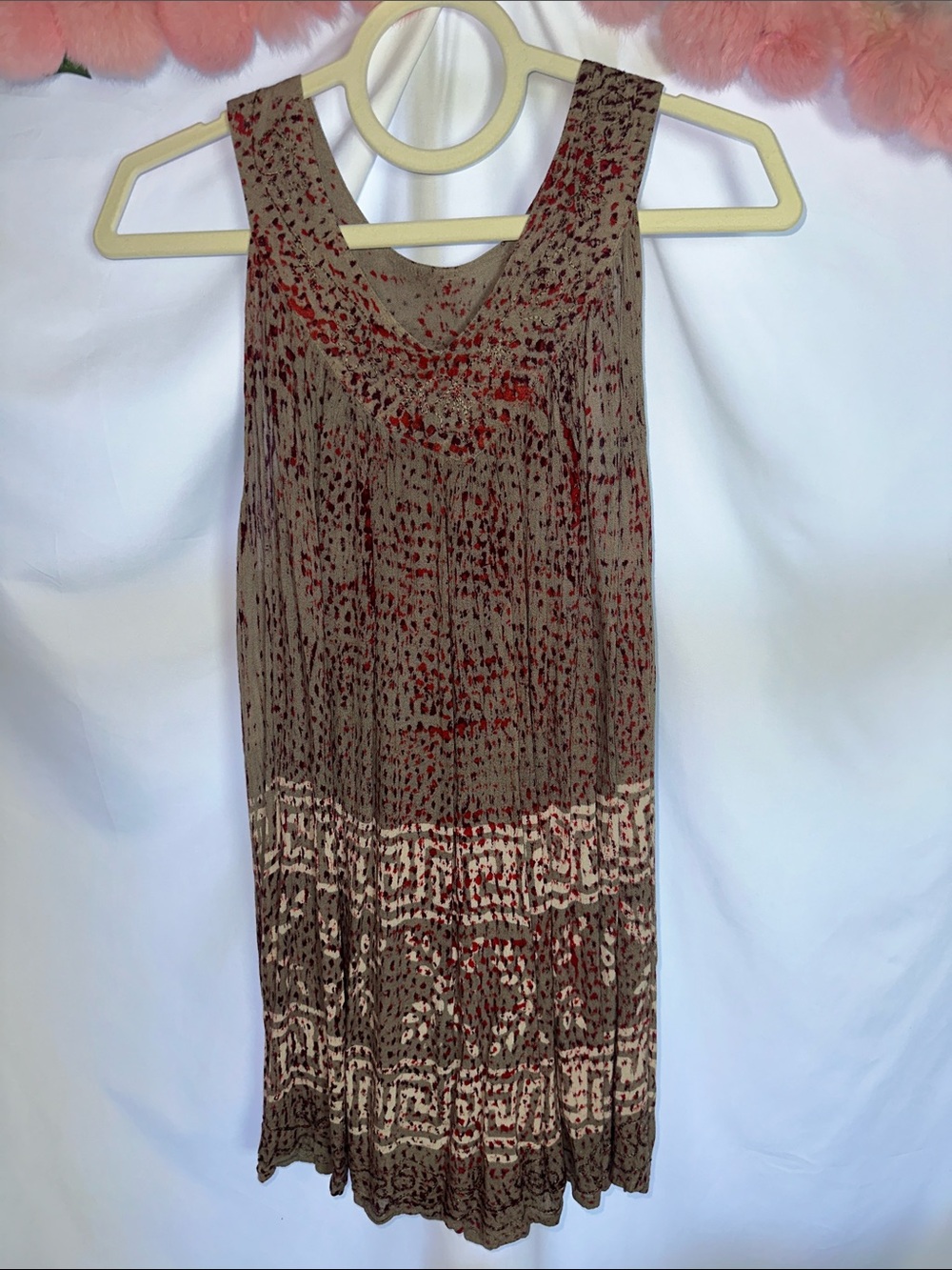 Advance Apparels Beige Top with Red and Purple Print